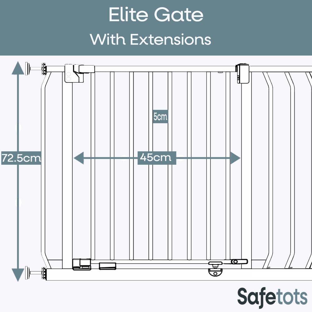 Safetots Elite Pressure Safety Gate, 89cm - 98cm, Matt White, Pressure Fit Stair Gate, Baby Gate for Doors Hallways and Spaces, Safety Barrier, Easy Installation — view 3