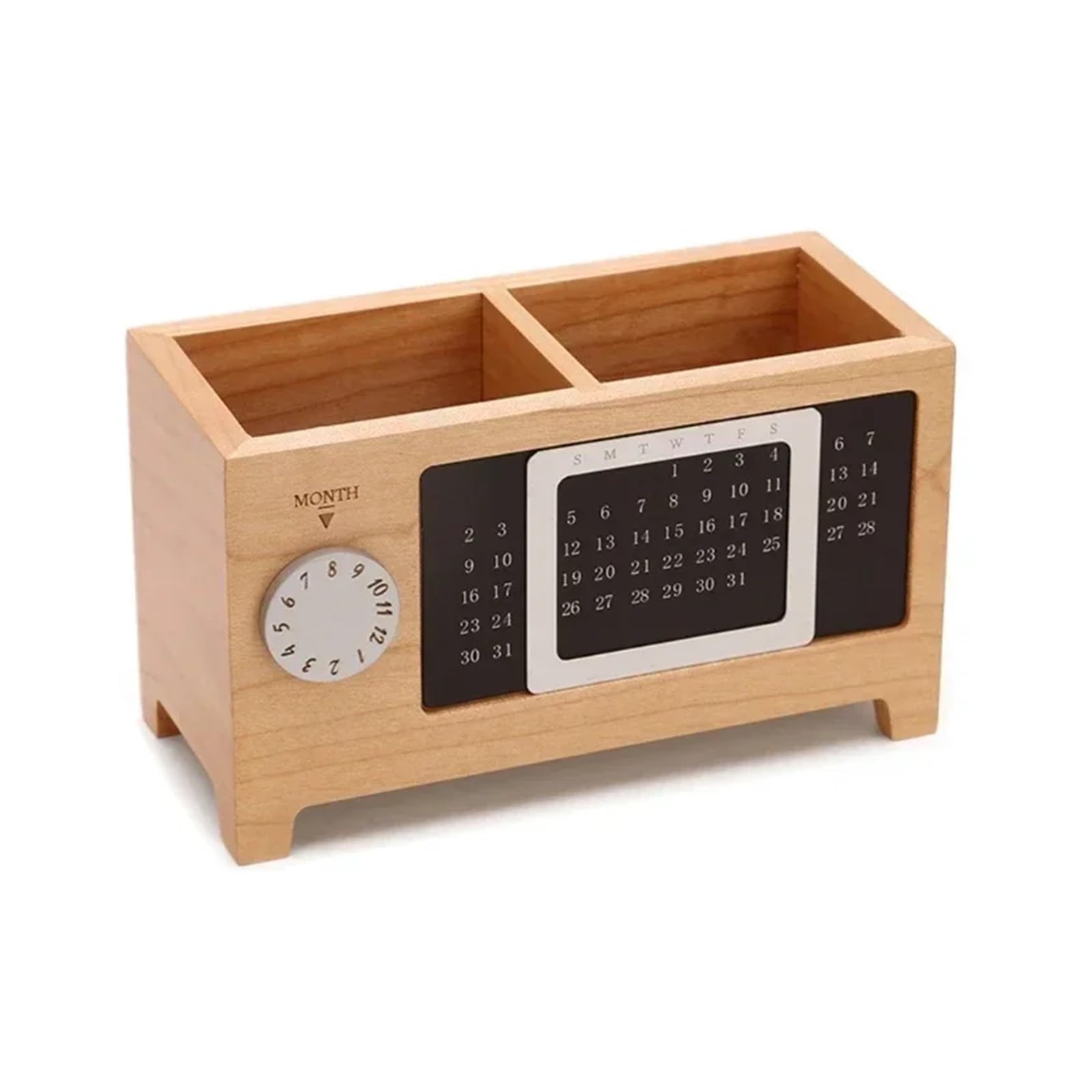 LXHZSY Desk Organiser Stationery Control Wooden Multifunctional Box Organizer Holder Remote Storage Pen Pencil Desktop Calendar Creative(Maple)