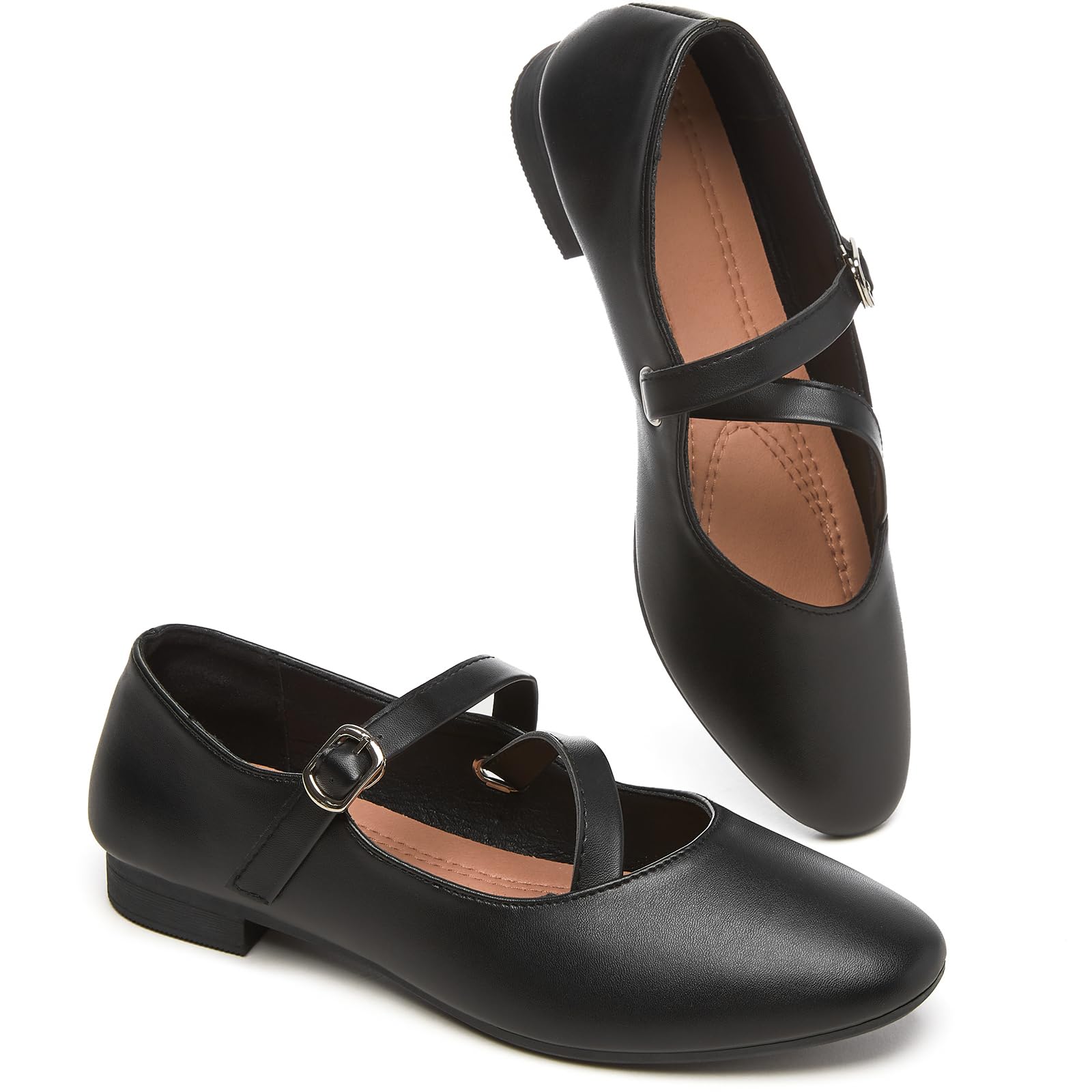 Photo 1 of BABUDOG Women's Ballet Flats - Cross Strap, Memory Foam, Black, US 6