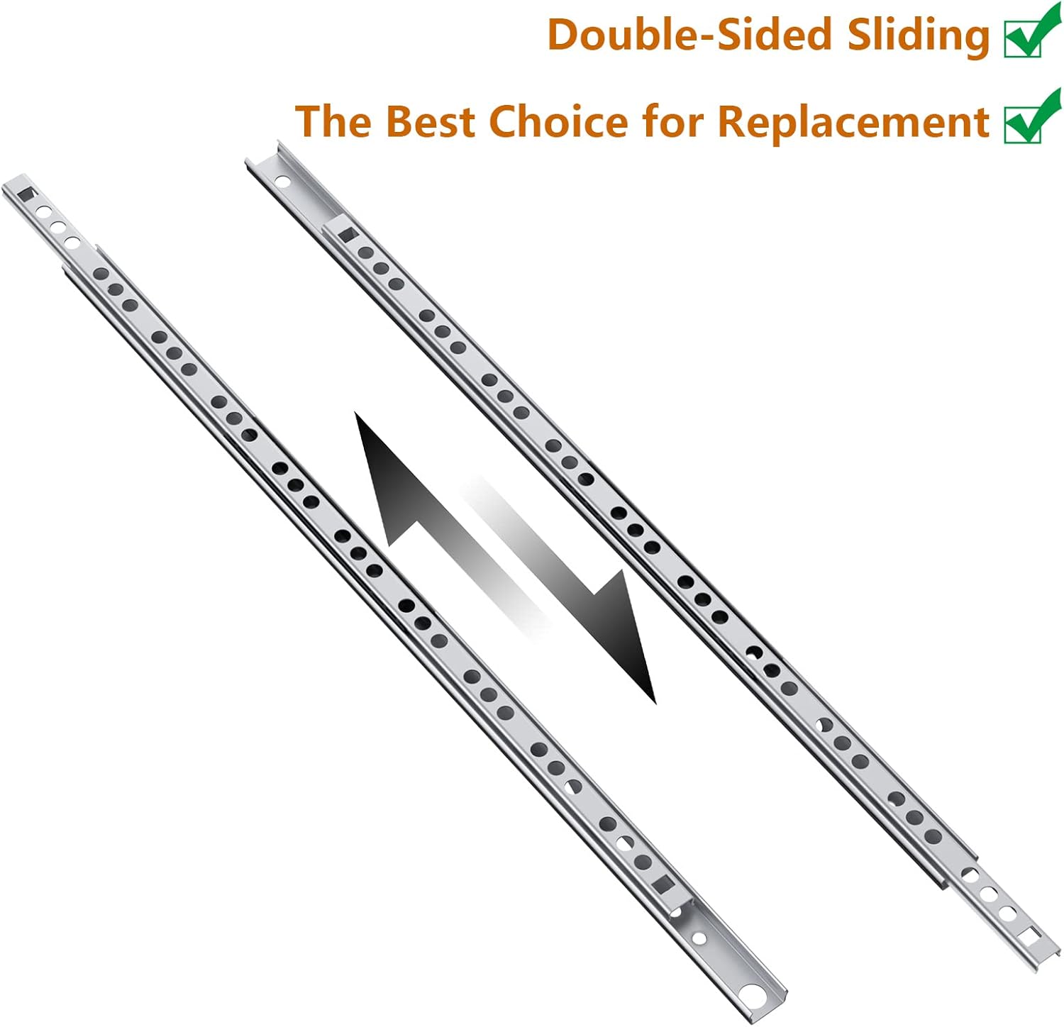 LONTAN 13.5 Inch Two Way Drawer Slides 1 Pair Ball Bearing Full Extension Drawer Track Rail 17mm Wide Metal Dresser Replacement Part