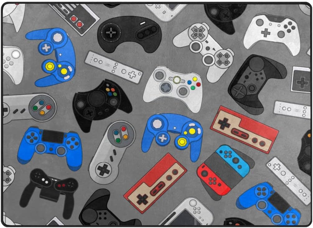 Vnurnrn Video Game Controller Gadgets Rugs Area Rugs Reggie Artwork Collection for Living Room, Bedroom, and Dining Room