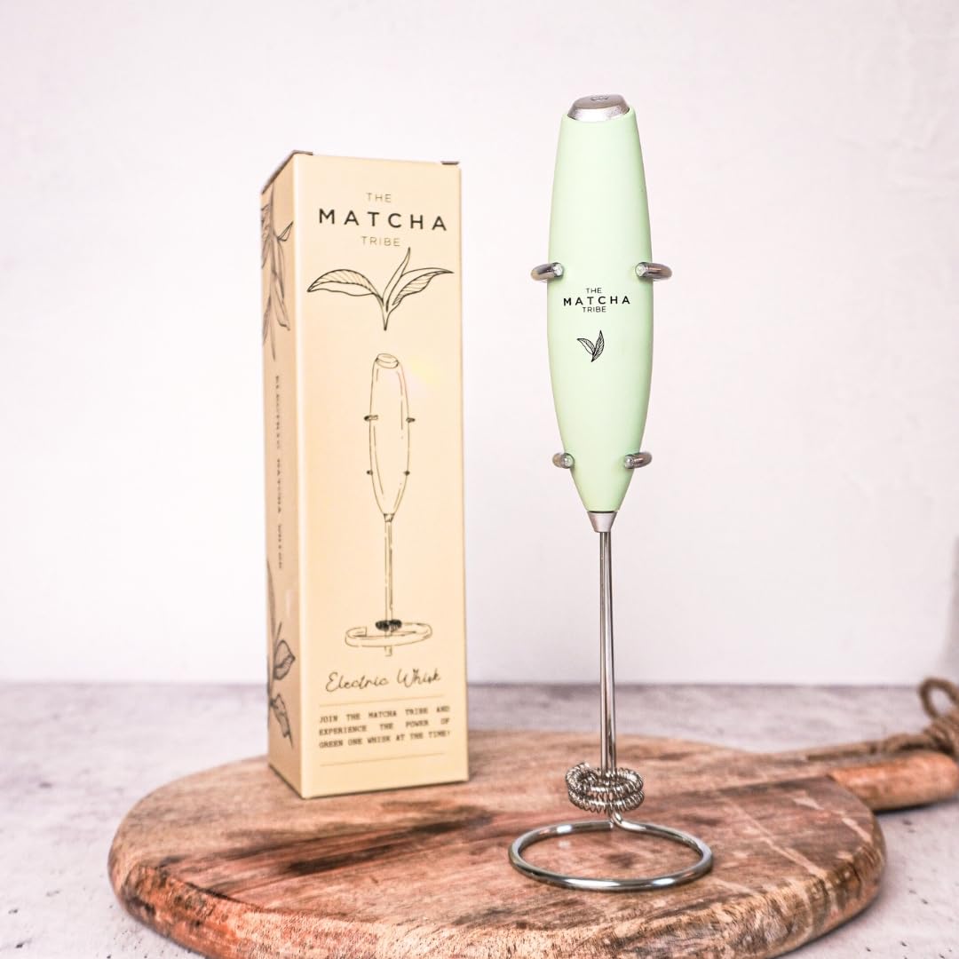 The Matcha Tribe Electric Whisk, Milk Frother Handheld for a creamy smooth Matcha Latte.