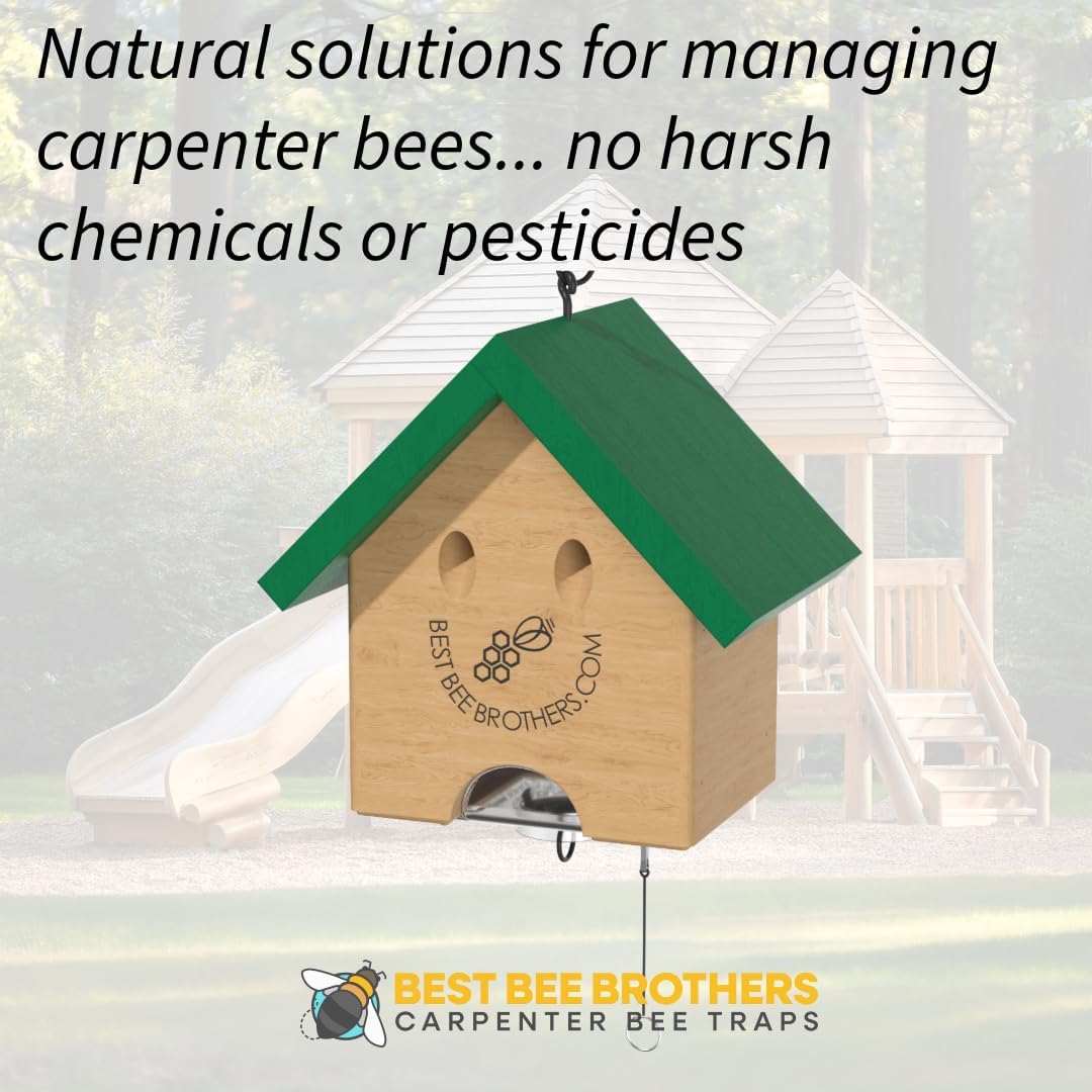 Best Bee Brothers Carpenter Bee Turbo Trap Happy House Carpenter Bee Trap for Outside with Bee Vault & Internal Turbo Funnel, 6.3” W x 6” H x 5"" D