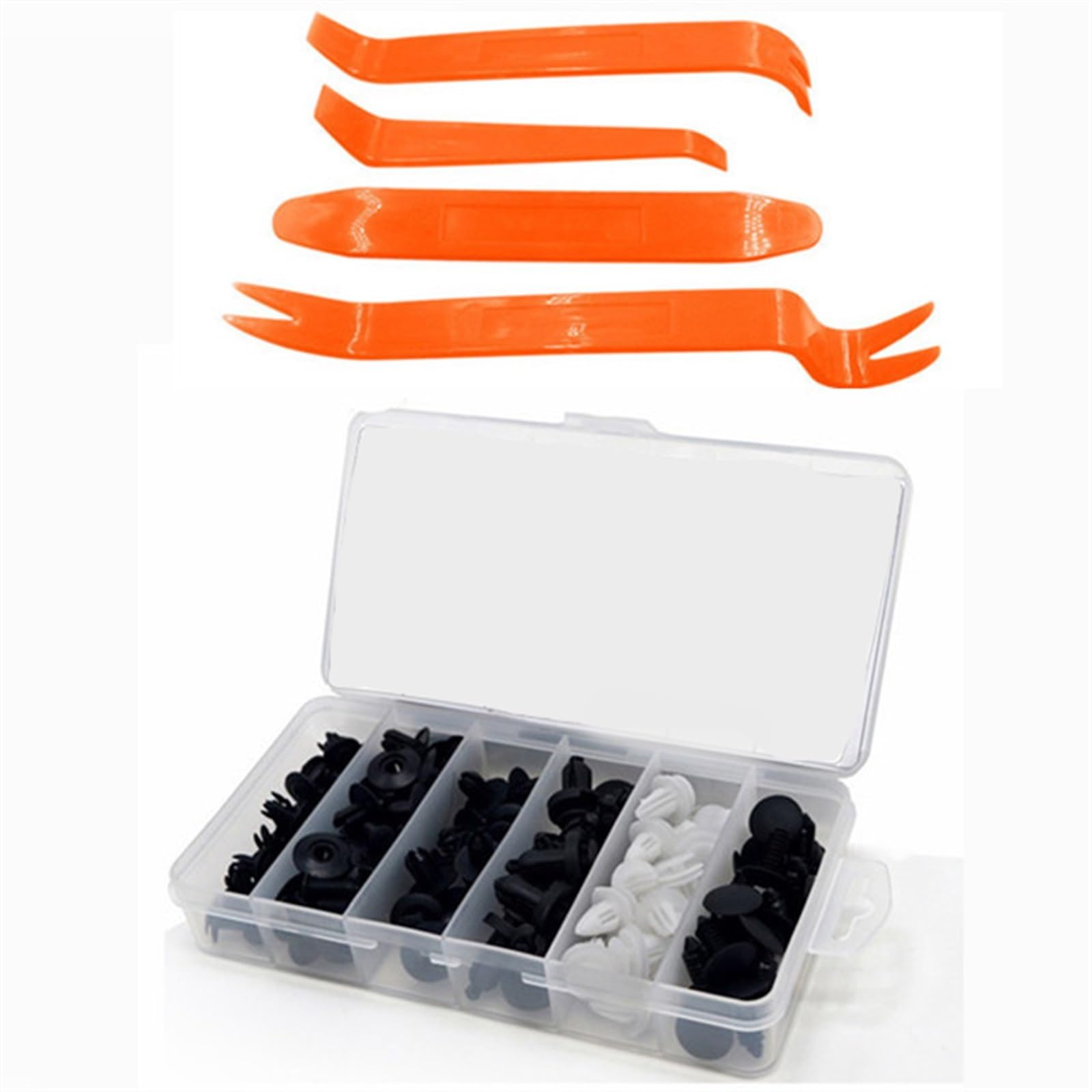 Viti e accessori 1 Set Di Clip Fissaggio Per Auto, In Plastica, Con Perno Fisso, Rivetto Filettato Per Finiture Portiere Paraurti Parti Riparazione(100 Pcs Box Tool B)