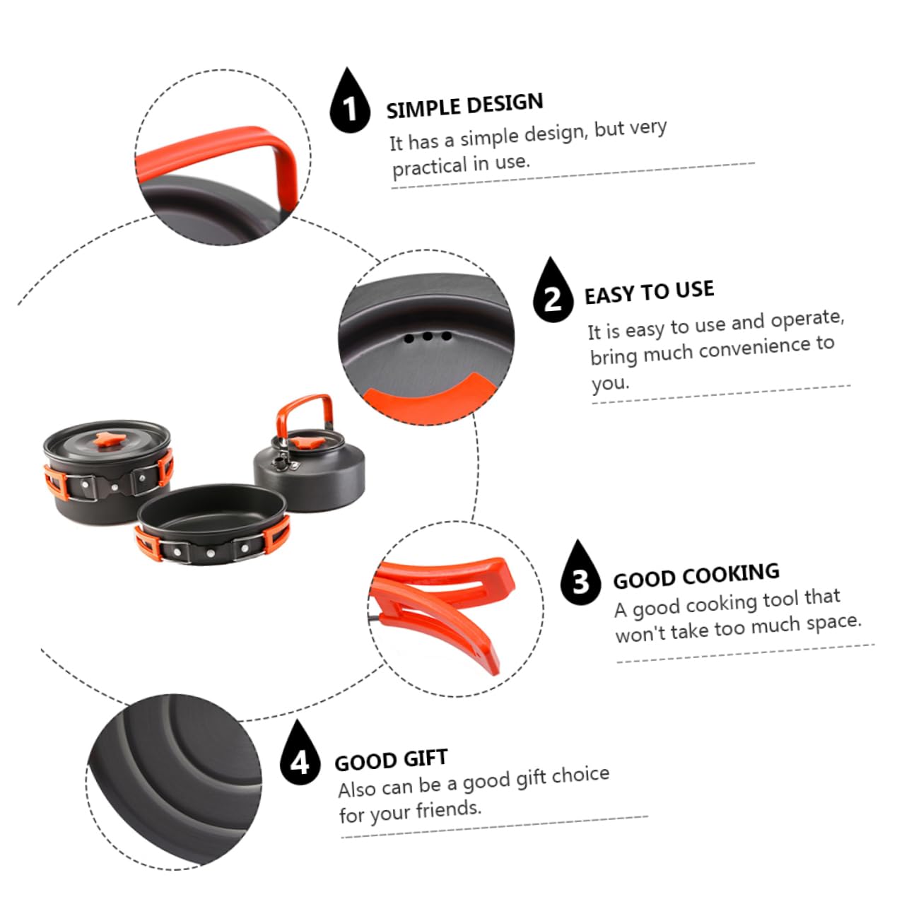INOOMP Ollas para Camping Utensilios De Cocina Portátiles y Cubiertos Tetera De Camping Herramientas De Cocina De para Acampar