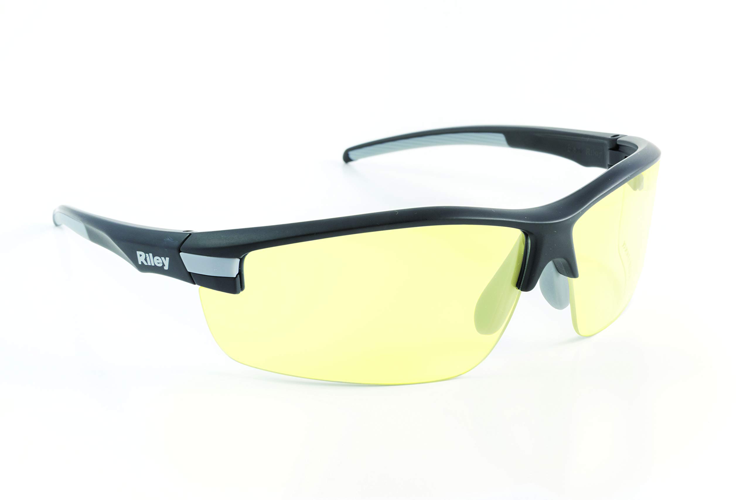 Riley Sisini Sport Style Safety Glasses, Anti Fog Scratch and Imapct Resistant, Wrap Around Lenses EN166 Certified Protective Glasses for DIY, Grinding, Construction Amber Lens