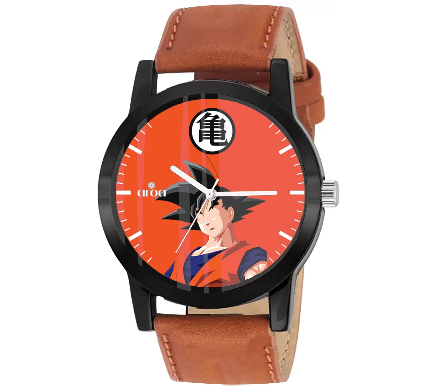 AROA Watch New Watch for Men Goku Dragonball Z Kakarotto Black Metal Type Analog Watch Brown Leather Strap Orange Dial for Men Stylish Watch for Boys (B0BYNHSZ9V) Amazon Price History, Amazon Price Tracker