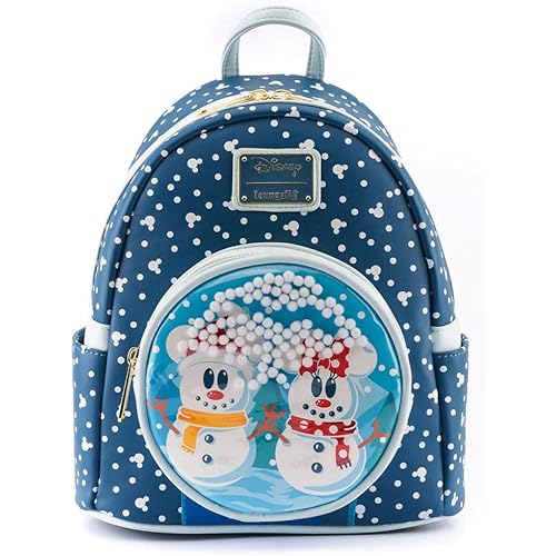 Loungefly Disney Snowman Mickey Minnie Mouse Snowglobe Womens Double Strap Shoulder Bag Purse