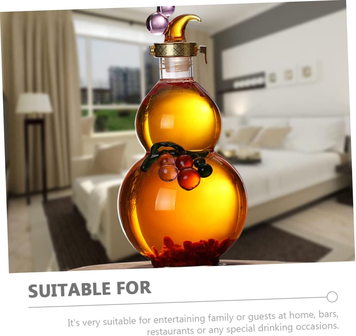 PRETYZOOM Gourd Wine Jug Wine Bottles Caps Empty Glass Bottle for Liquor Decanting Random Color