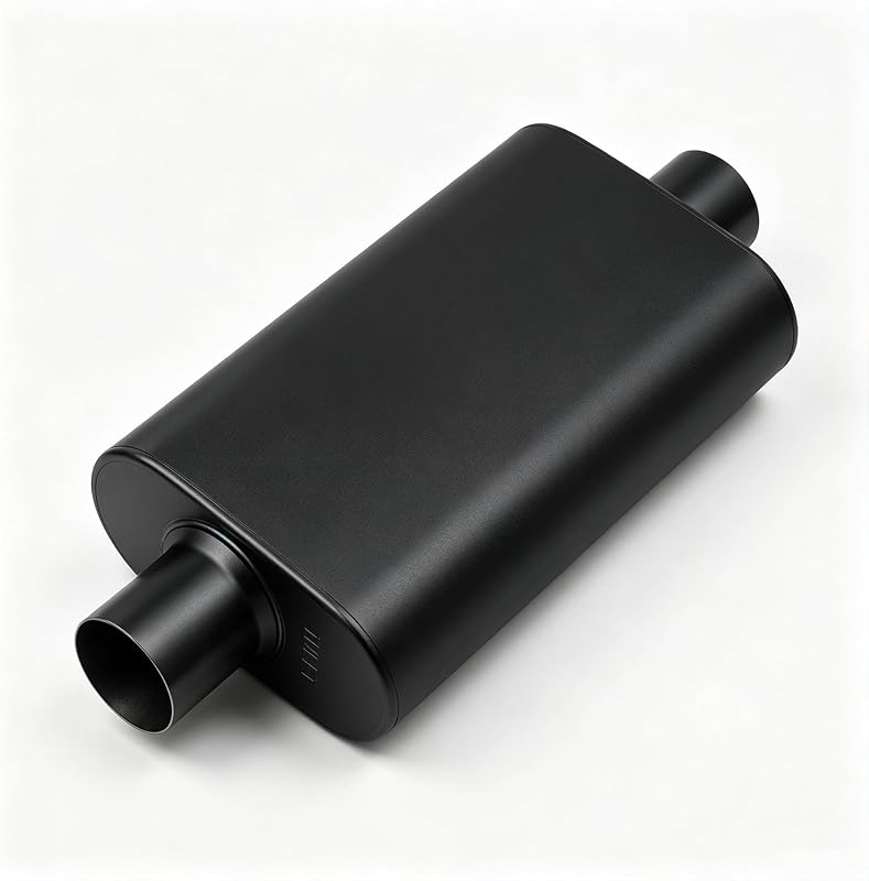 Silencioso de escapamento 2,5" com câmaras duplas FortisArc – Entrada e saída central, 43,18 cm