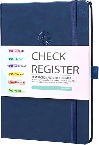 Registro de cheques para chequera personal (7.5 x 10 pulgadas), libro de registro de transacciones de libro mayor para pequeñas empresas y cuenta de