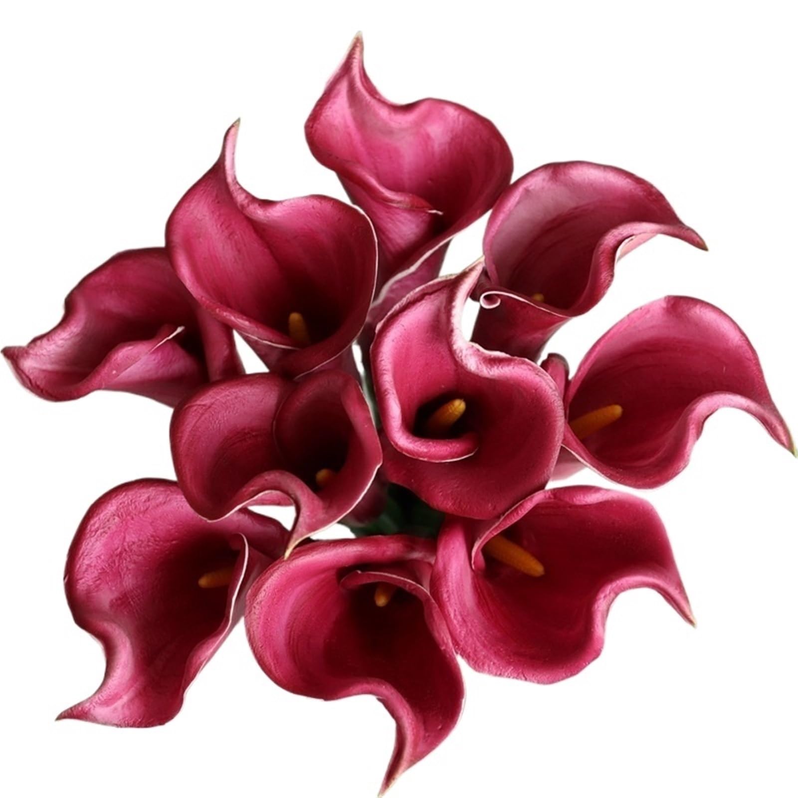Dcrxz Artificial Flowers 10Pcs 36cm PU Long Branch Large Calla Lily Realistic Artificial Flowers Wedding Decor Flower Arrangement Home Party Calla Fake Flowers(Purple red)