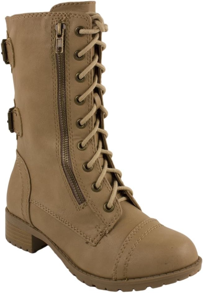 Soda Topshoe Dome Mid Calf Height Women's Military Combat Boots