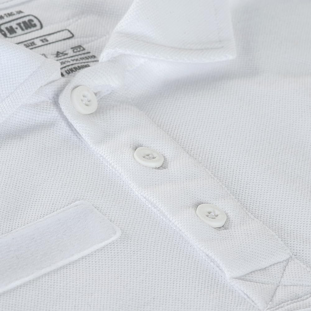 M-Tac Polo tattica da uomo – Polo da lavoro traspirante e resistente con superfici in , perfetto per sicurezza, polizia e attività all'aperto, bianco, S