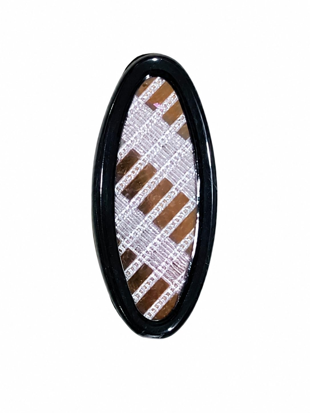 Oval Saree Pin with Black Border, Stripe Pattern, Fancy Brooch, Silver Black, Premium Quality, Plastic, Casual Wear Saree Pin for Women-image-28