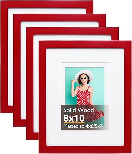 Vista 274 de KINLINK Marco de fotos A4 natural, de madera maciza con plexiglás acrílico para fotos A5 con paspartú o A4 sin paspartú, marco de fotos para mesa