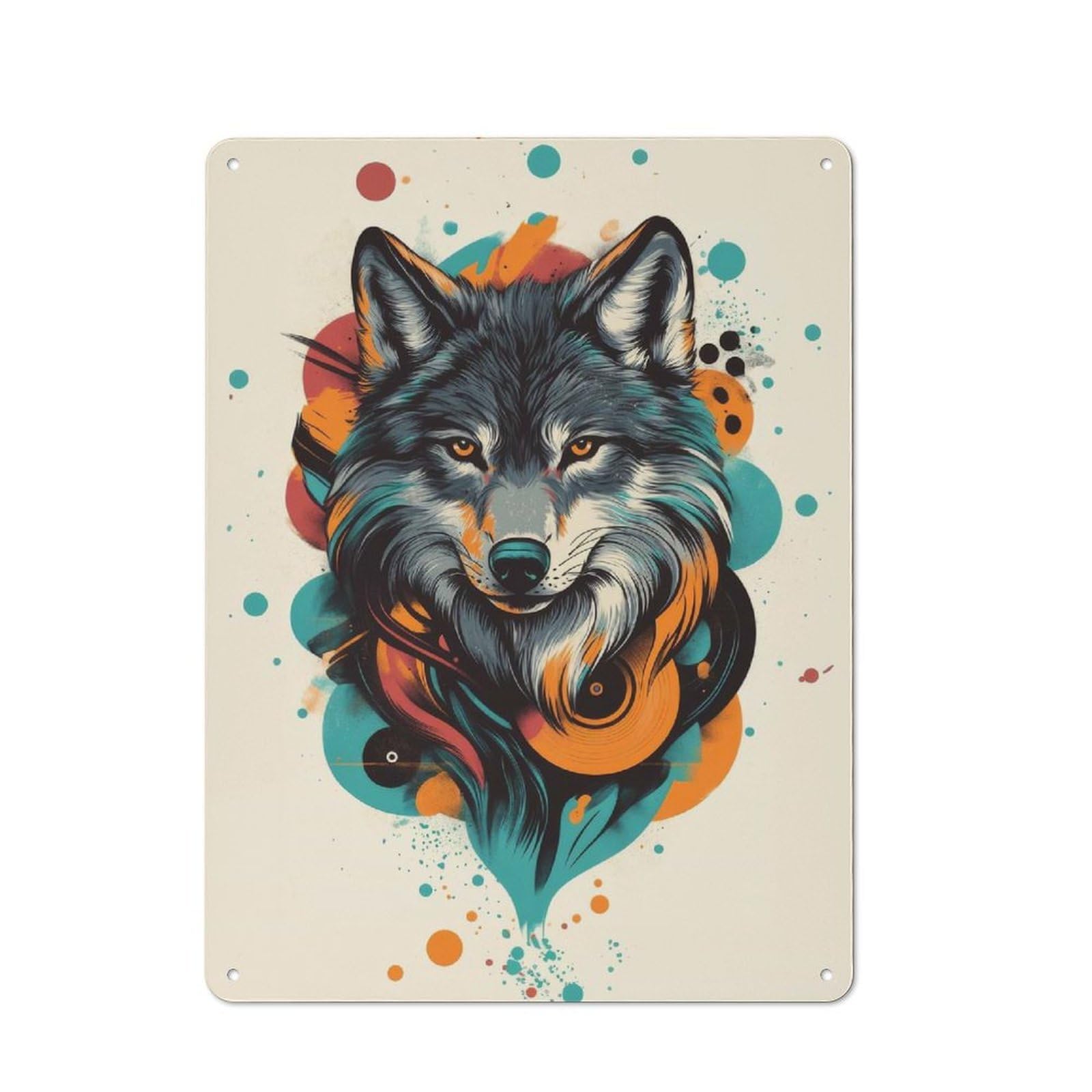 Junmoney Bold Wolf Portrait Rustic Metal Sign 40X30cm For Lounge Or Reading Corner, For Reading Corner Decorators