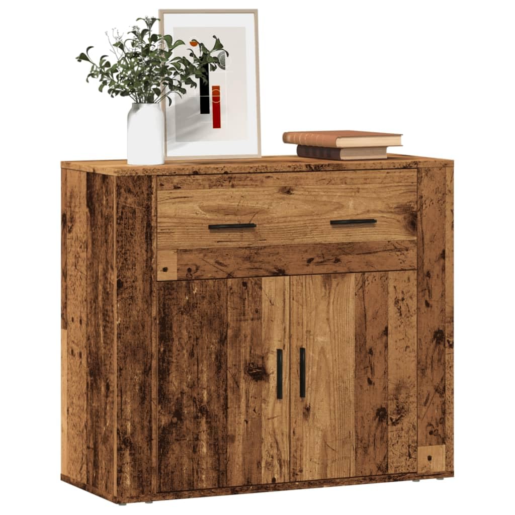 Homgoday Kredens stary drewniany 80 x 33 x 70 cm z płyty wiórowej, meble nocne do sypialni, szafka nocna do sypialni, szafka nocna do sypialni, szafka podłogowa STYLE857075