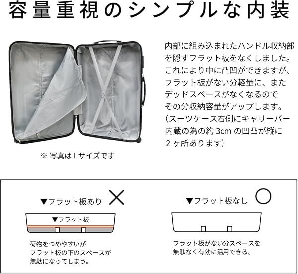 [ダバダ] アウトレット品 スーツケース 超軽量 TSAロック搭載 エンボス加工 ファスナー開閉式 ABS素材 S M Lサイズ - 5