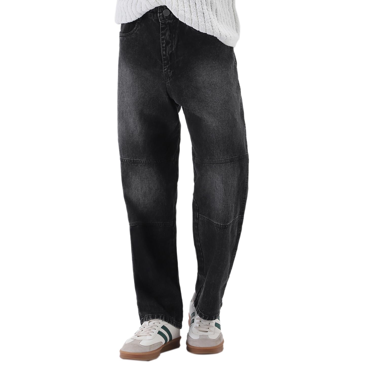 Urbano Fashion Knee Ripped Black Jeans Urbano Fashion Mens Loose