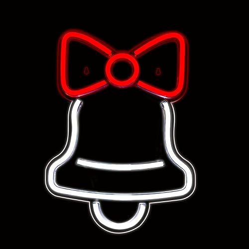 Miniatura 2 de Letrero de neón de campana de Navidad, luz de neón LED de campana de Navidad, letrero de neón de cascabel de Navidad con tablero acrílico, campana