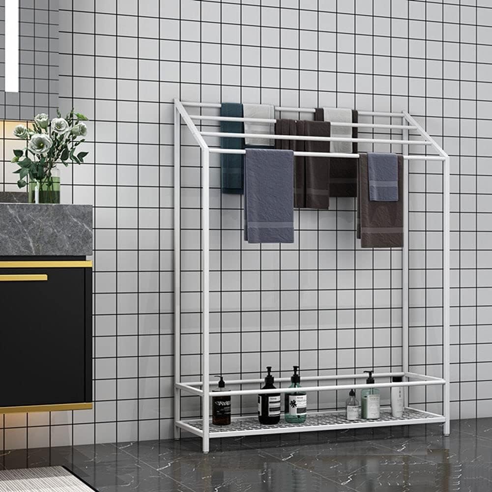 Toallero independiente con estante de almacenamiento, soporte de pie para toallas de baño, soporte de escalera para ahorrar espacio y decoración elegante