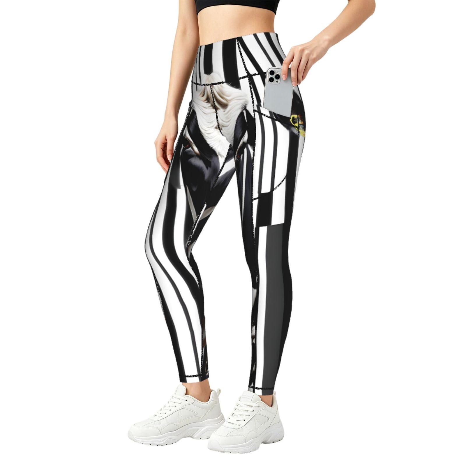 Leggings de yoga con bolsillos y estampado de vaca ERSDWRE 8