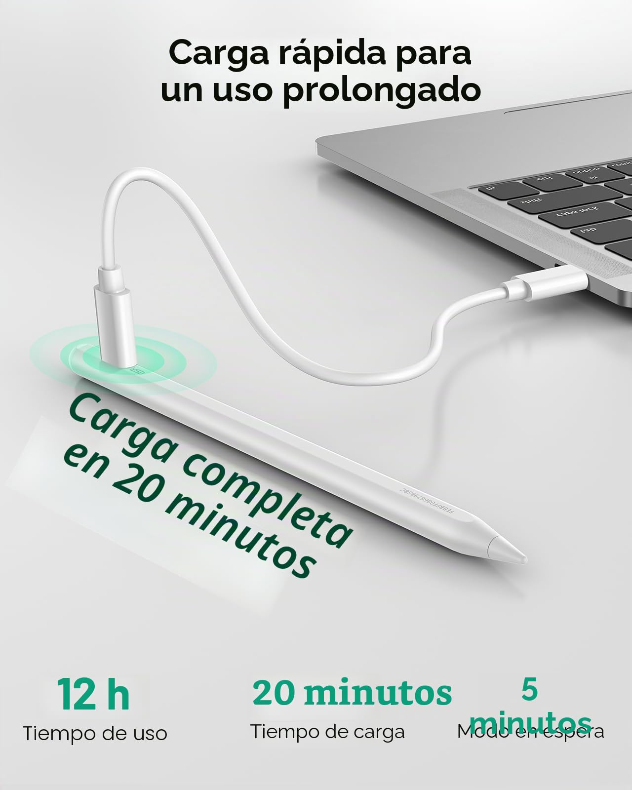 ESR Find My Lápiz para Apple iPad 2018-2025, Geo Digital Pencil con Accesos Directos Fáciles para iPad A16/10/9/8 y Air 13/11 y Pro 12.9/13/11 y Mini 7/6/5, Blanco (sin Carga inalámbrica)