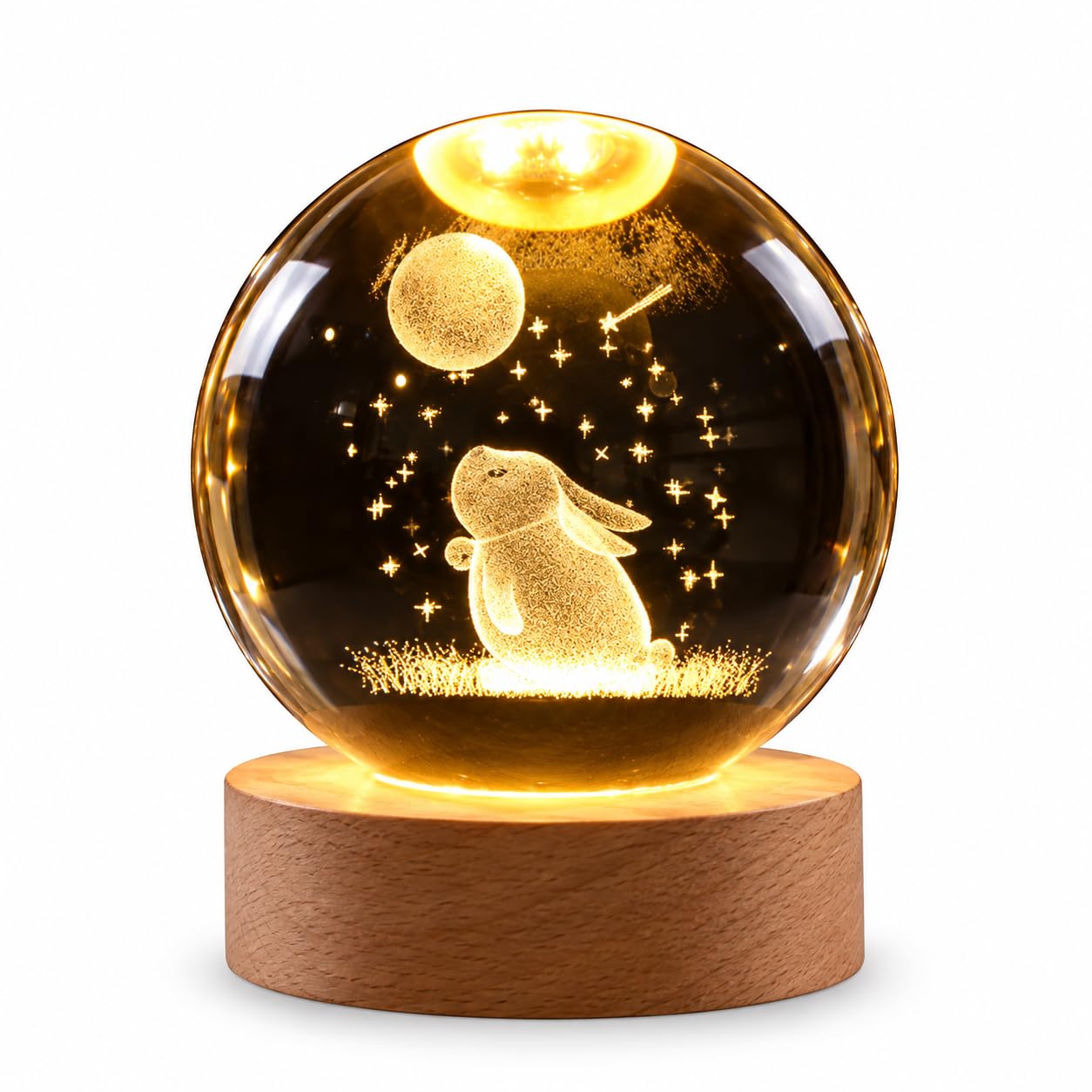 Meditating Hanuman Crystal Ball Lamp - USB LED -13