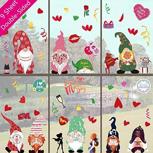Mother's Day Decorations Window Clings Decals Love Mom Window Stickers for Party Decoration Supplies Kids School Home Office Glass Window Living Room Wall Art Decor 9sheets image 5