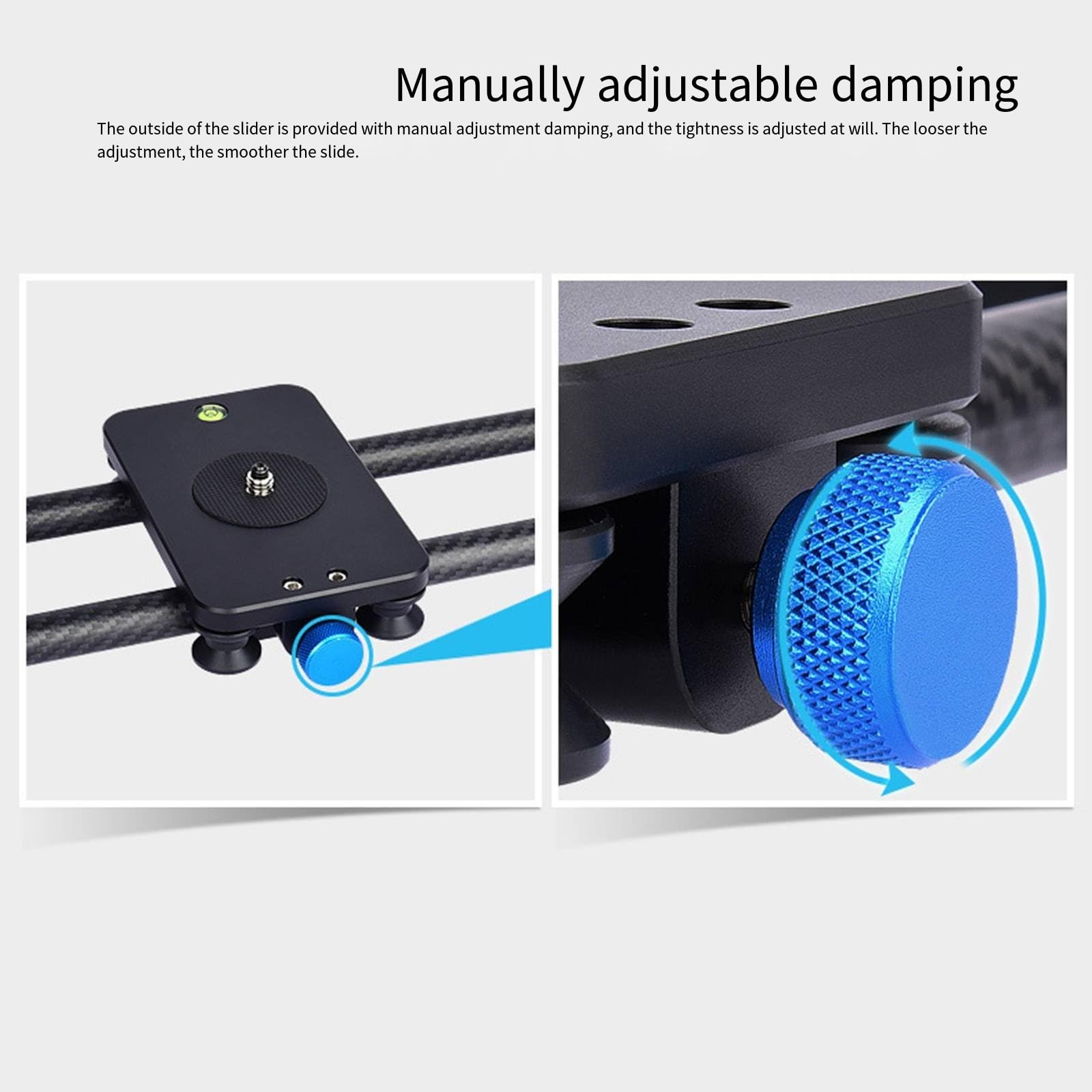 Rail coulissant pour appareil photo de 40 cm, rail d'amortissement portable en fibre de carbone, compact et portable, plate-forme de transport à vis double couche