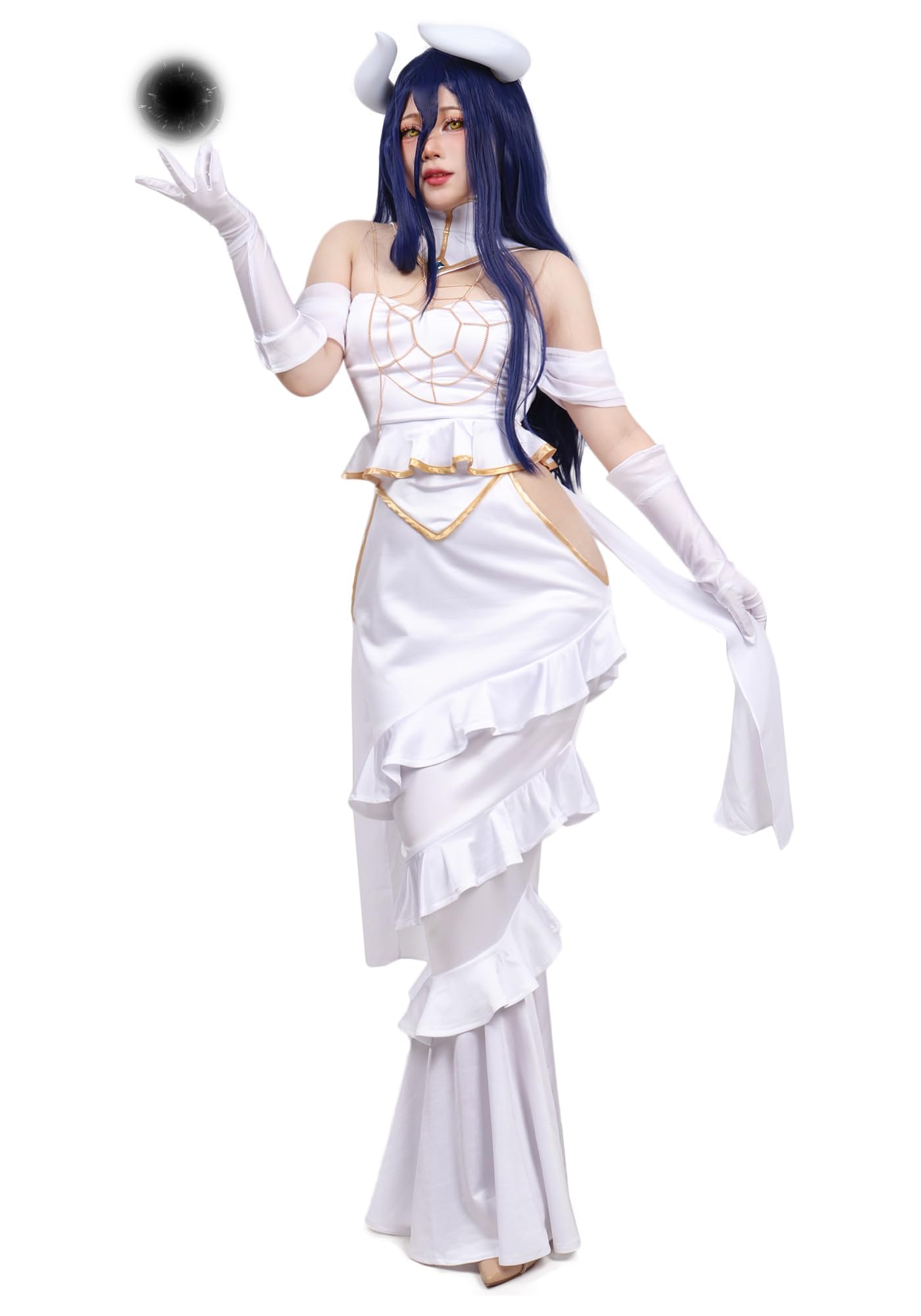 C-ZOFEK Women Anime Cosplay Dress Off the Shoulder Costume Outfit Full Set Goddess Prom White Fishtail Dress: Small