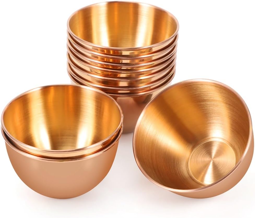 10 Pack 3.3inch Stainless Steel Sauce Dishes Mini Individual Saucers Bowl Round Seasoning Dishes Sushi Dipping Bowl Appetizer Plates, Sliver