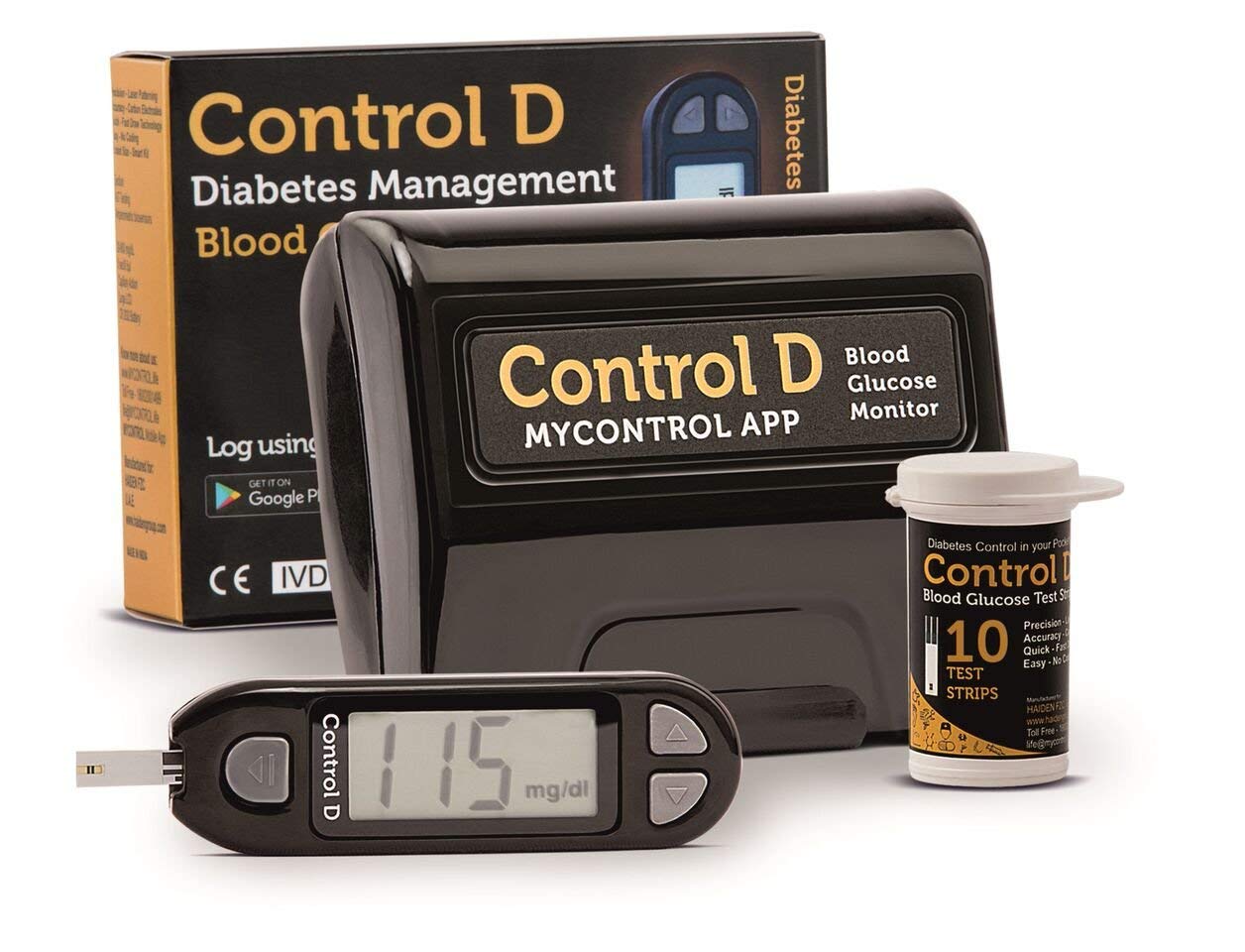 Control D Blood Glucose Monitor (Pack of 10 Strips, Black)-picture-47
