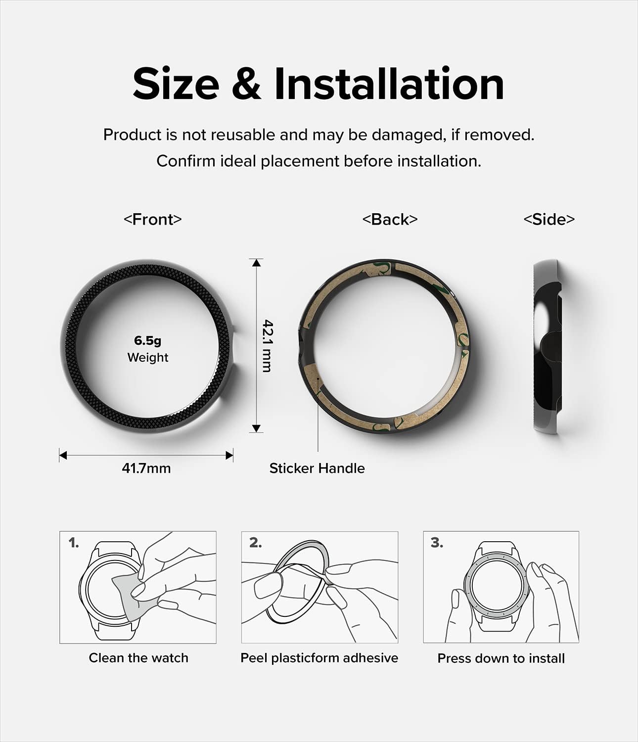 Ringke Bezel Styling Compatible with Google Pixel Watch Case, Adhesive Frame Ring Cover Anti Scratch [Stainless Steel] Protector Accessory - 40-41 (ST) Black