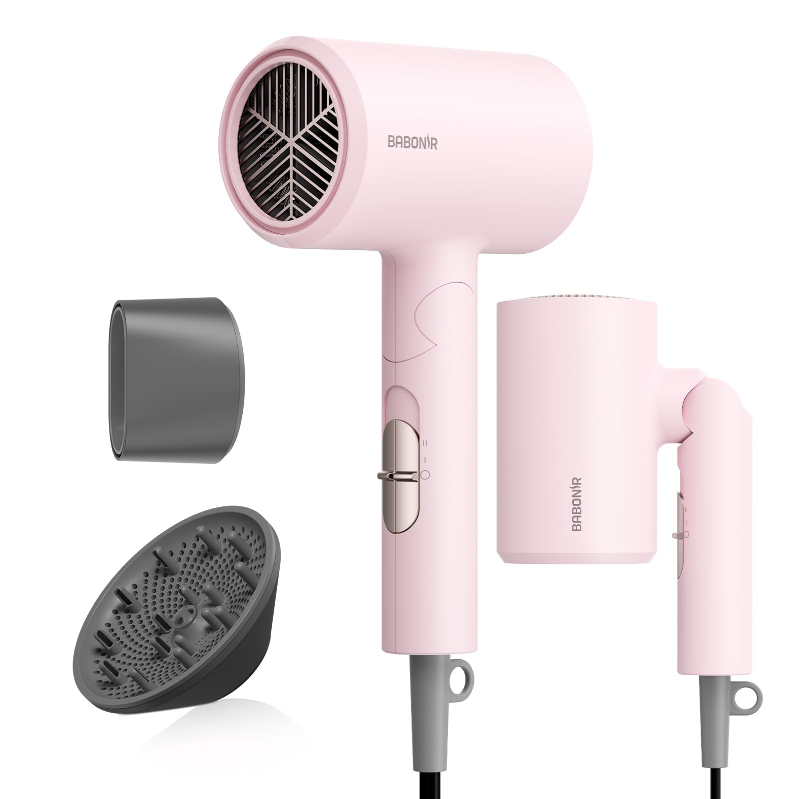 BABONIR 1875W Hair Dryer with Diffuser, Ionic Foldable Blow Dryer
