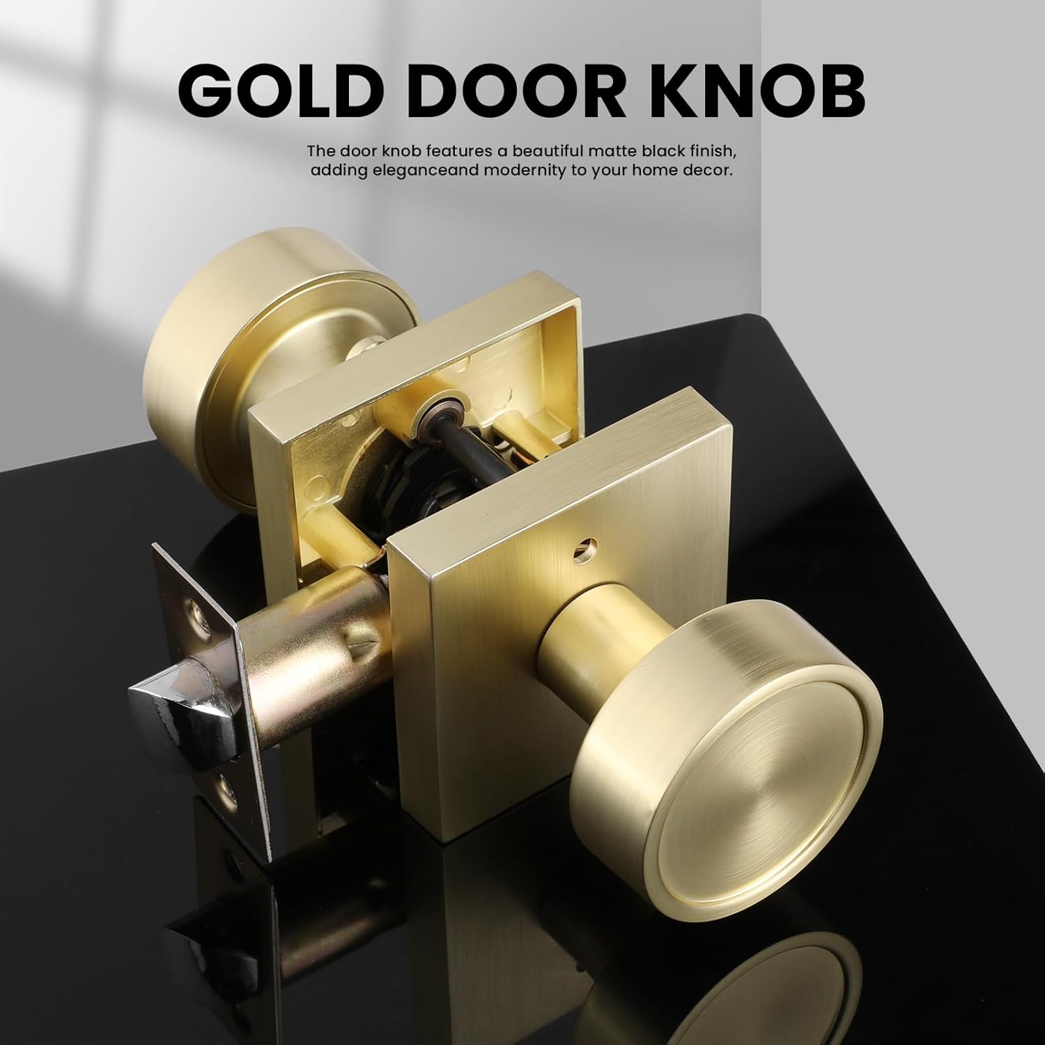 Haidms Gold Door Knobs Interior, Zinc-Alloy Heavy Duty Round Brushed Gold Privacy Door Knobs for Bedroom Modern Bathroom Interior Door Lock Bulk(6 Pack)