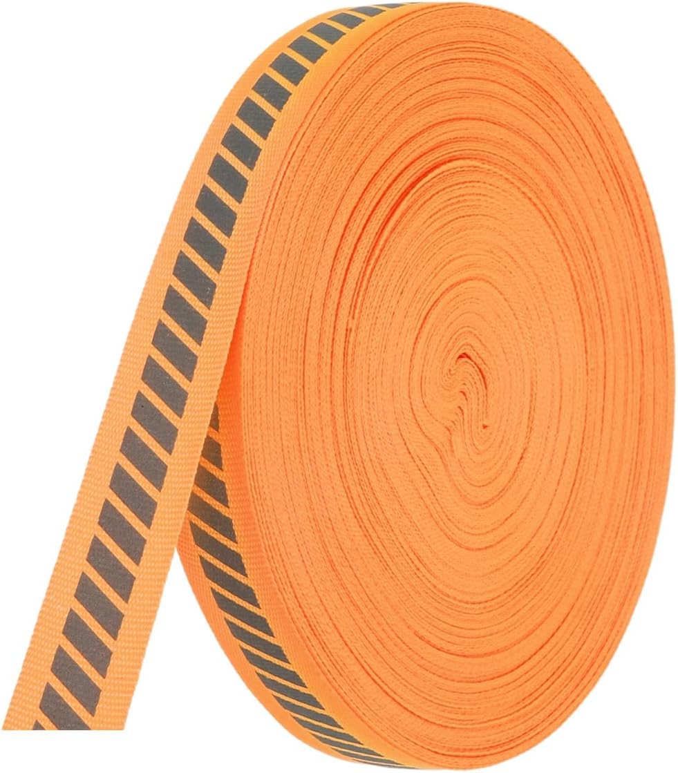 PATIKIL Reflective Tape Strip, 0.8" x 150FT High Visibility Fabric Stripe Florescent Webbing Ribbon Sew on Warning Safety Tape for Bags Clothing Raincoats, Black