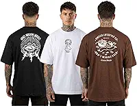 Kit 3 Camiseta Oversized Masculina Streetwear Trace Black Academia Algodão Premium REF 03