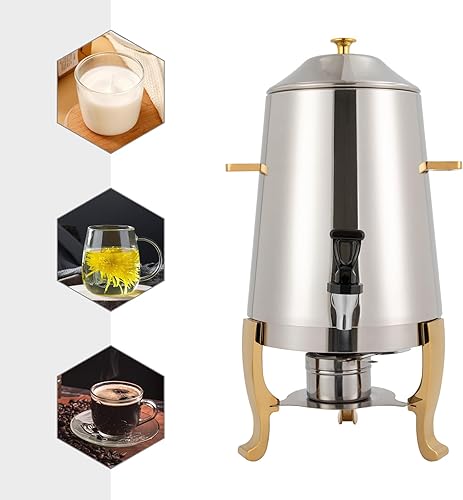 Miniatura 9 de Dispensador de bebidas calientes de acero inoxidable de 3.4 galones, urna de café con soporte de combustible de calentamiento continuo, urna de té y