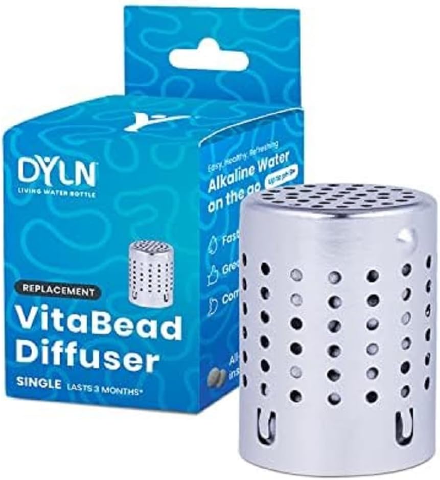 DYLN VitaBead Diffuser | Creates Hydrogen-Rich, pH 9+ Alkaline Antioxidant Water | Replacement for DYLN Bottle | Natural Mineral Ionized Hydrogen Generator for Delicious Tasting Water | 1-Pack