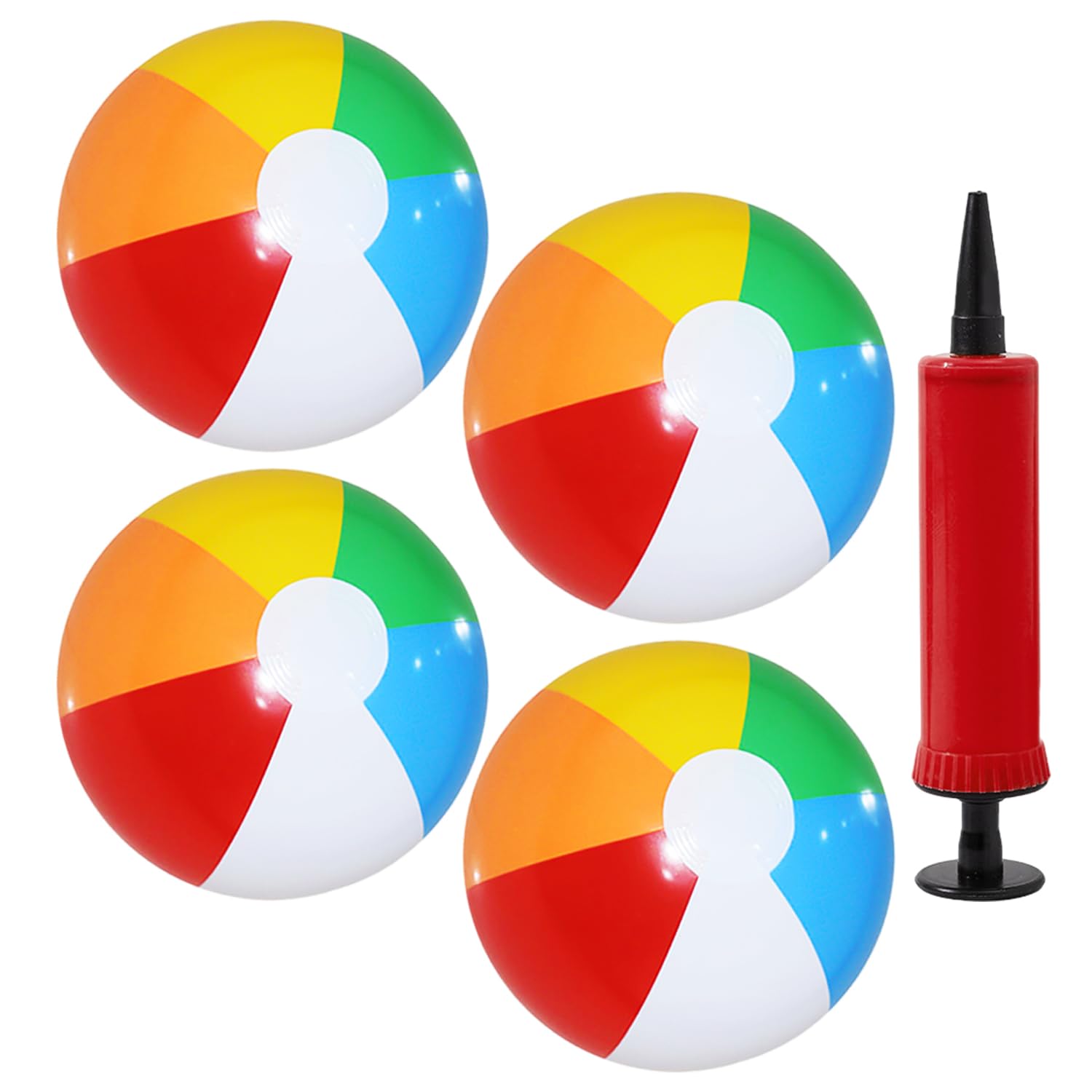 USHXVG 4 Beach Six-Color Balls, 1 Mini Pump, Swimming Pool Inflatable Balloons, Children'S Water Toys, Portable Push Pump