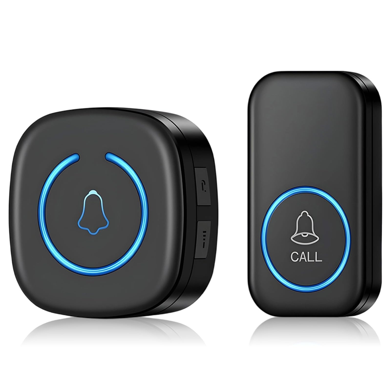 Timbre Inalámbrico Exterior Impermeable 60 Melodías 5 Niveles de Volumen Kit de Timbre Inalambrico Doorbell con 1 Receptores + 1 Botón a Pila Indicador LED 300m Alcance para el Hogar Oficina (Negro)
