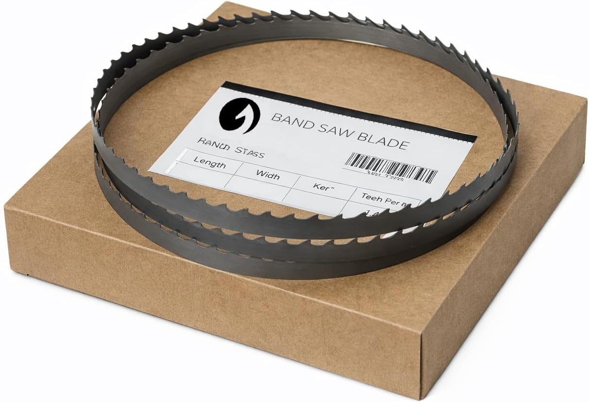 Dark Stone 62" Bandsaw Blade, 1/2" x 0.020" x 4 TPI, Thin Kerf Deep Gullet Blade with Hardened Tooth Tips for Fast Hardwood Cutting, Fits 9-Inch Benchtop Band Saws | Model DS23245