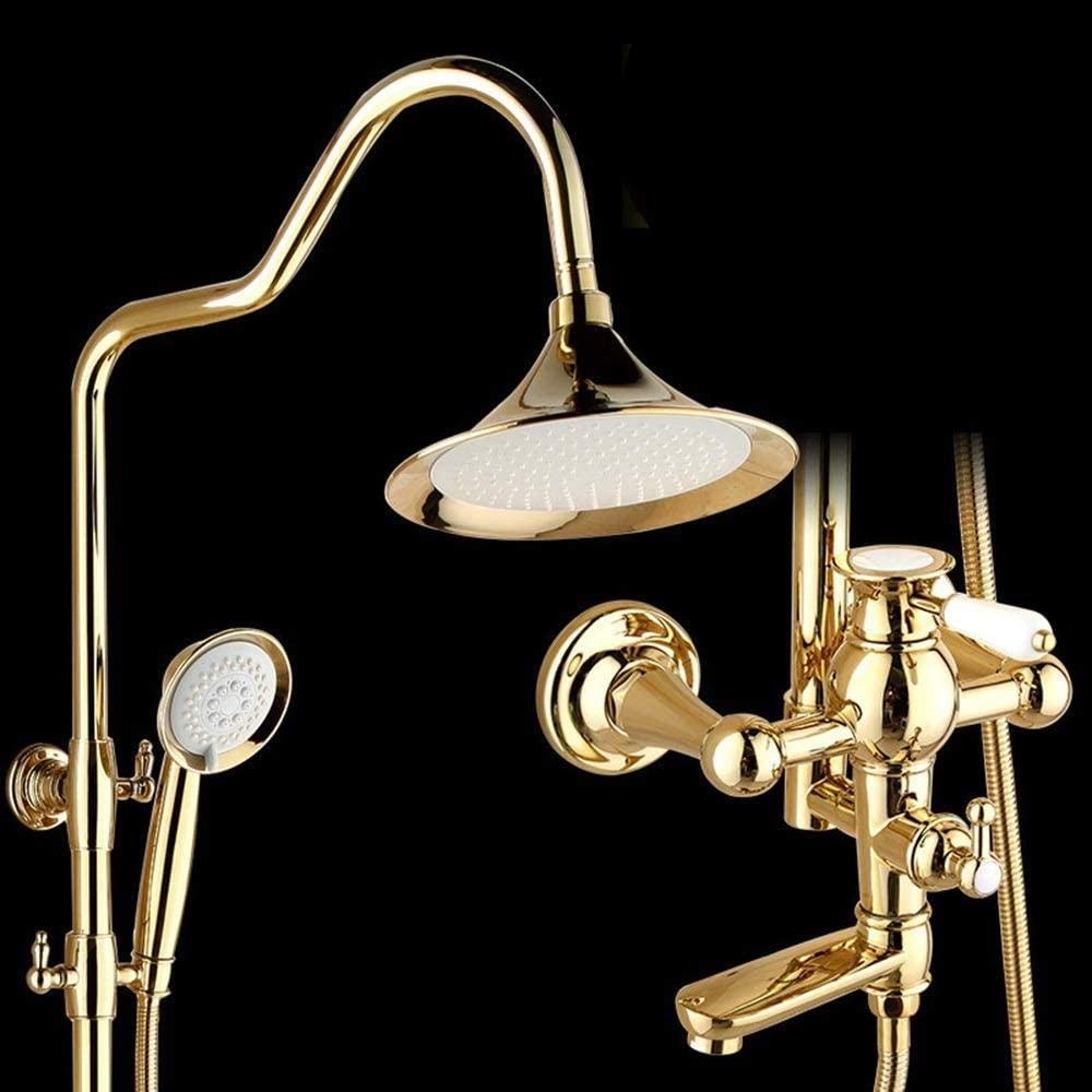 Robinet de douche or et colonne de douche multifonctions en cuivre plaqué pour salle de bain