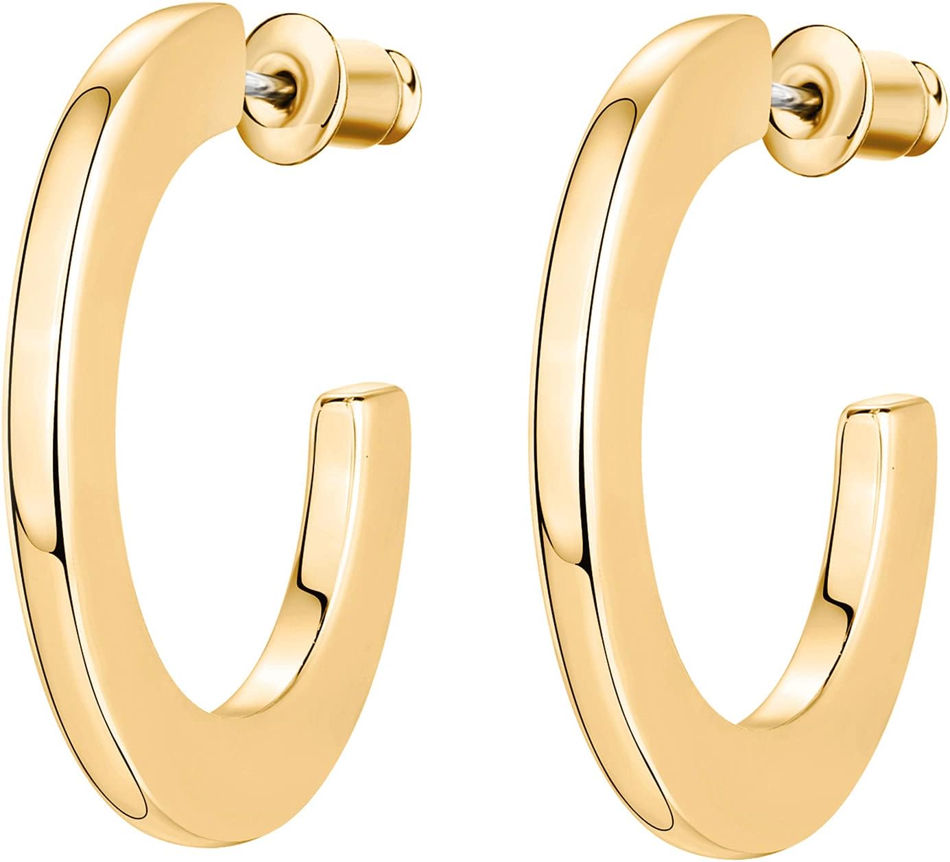 PAVOI 14K Gold Plated Hoop Earrings For Women | 4mm Flat Infinity Gold Hoops Women Earrings | Gold Plated Loop Earrings For Women | Lightweight Hoop Earrings Set - Image 5