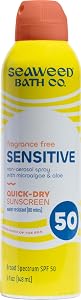 Protector solar en spray para piel sensible Seaweed Bath Co. SPF 50, 5 fl oz