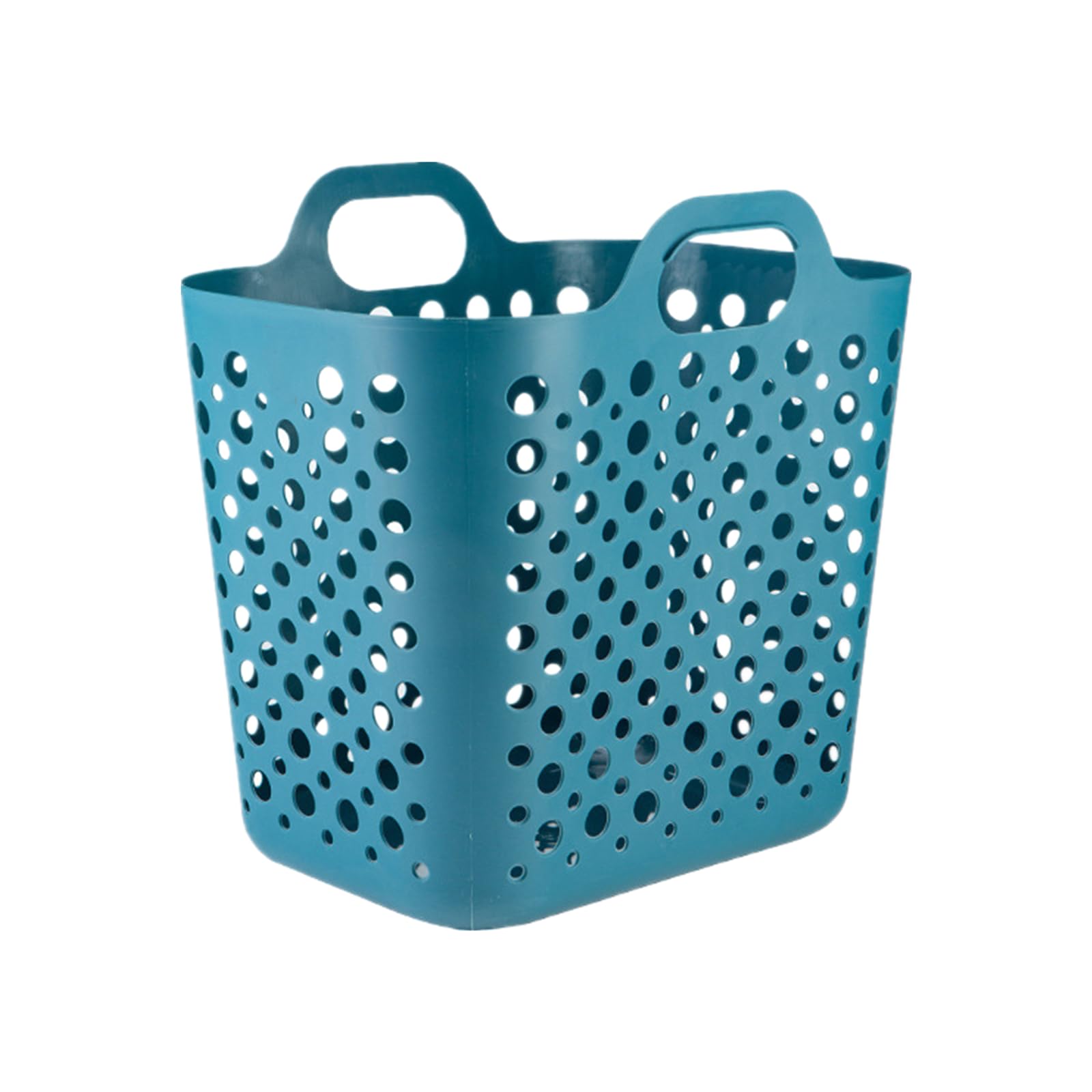 Cesto portabiancheria portatile con manici, rettangolare, in plastica, per vestiti, camera da letto e conservazione (blu, grande)