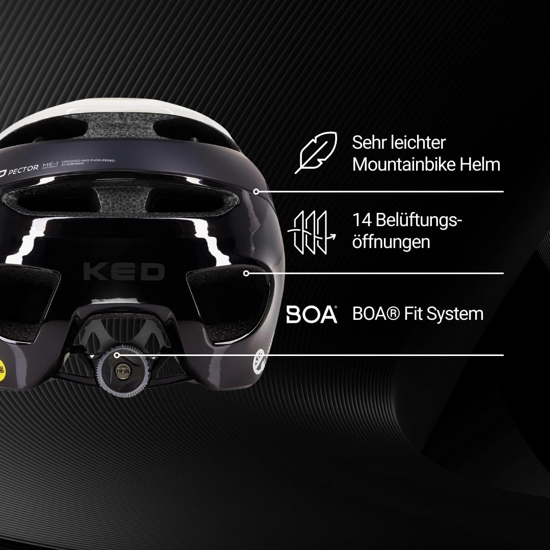 Pector ME-1 Mountainbike Helm – Mips Schutz, Boa Fit System, Fidlock Magnetverschluss, 14 Belüftungsöffnungen, 350 G, Verstellbares Visier, Für Damen Und Herren
