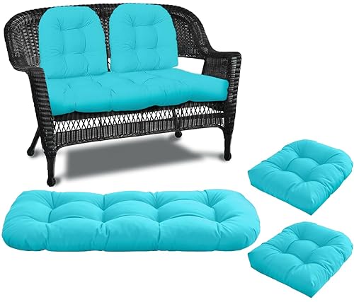 Wicker Chair Cushions 3 Piece Set, Waterproof Outdoor Cushion for